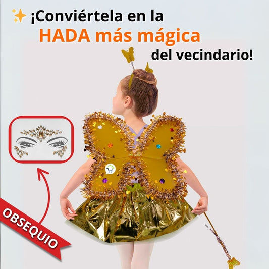 Disfraz De Hada Mariposa + OBSEQUIO Piedras Faciales 🎁